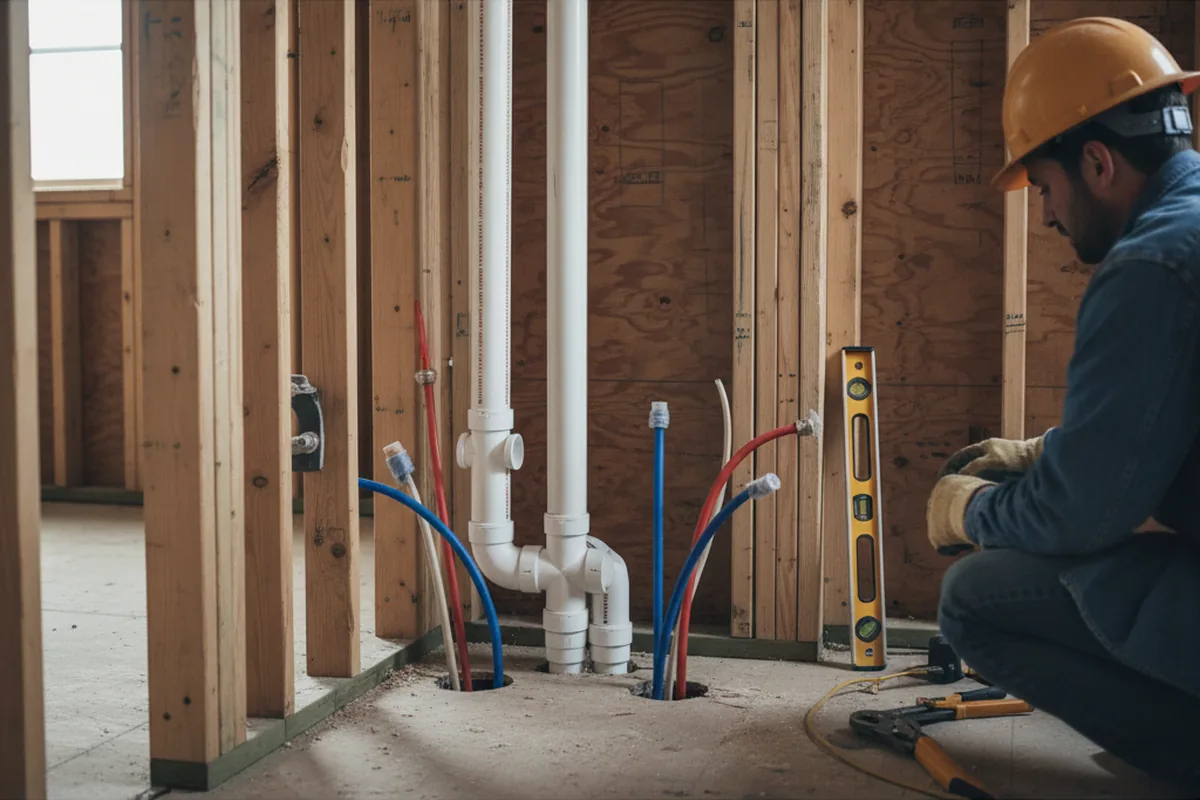 Drain and supply rough-in during Leak Detection in Stratham