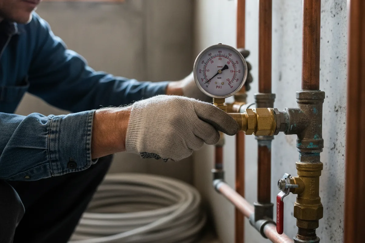 Pressure testing a repaired line during Water Line Repair in Stratham